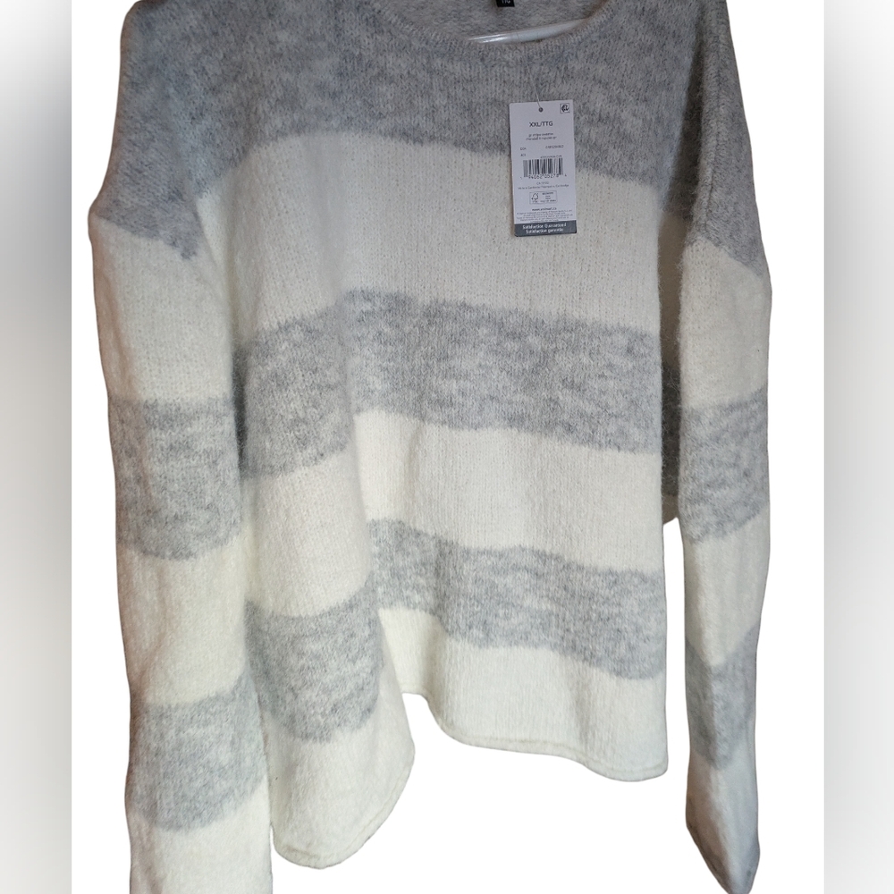 NWT Gray and White Striped Sweater